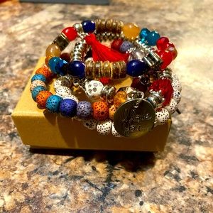 Men four layer beads bracelet